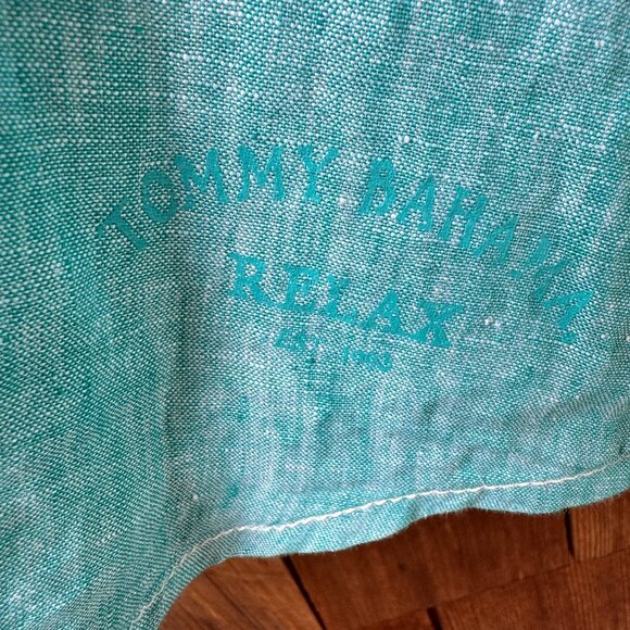 EUC Tommy Bahama Teal Green Long Sleeve Linen Button Down Shirt in Men's X-Large - Picture 4 of 10